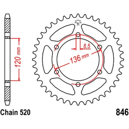 Rear sprocket 37 tooth pitch 520 JTR84637