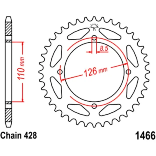 Rear sprocket 46 tooth pitch 428 JTR146646