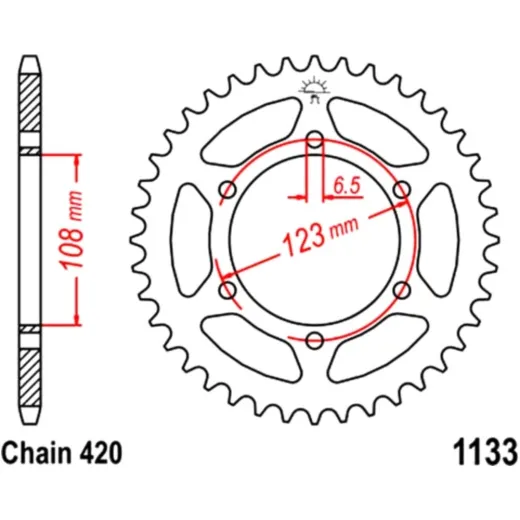 Rear sprocket 52 tooth pitch 420
