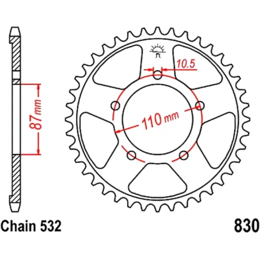 Rear sprocket 45 tooth pitch 532