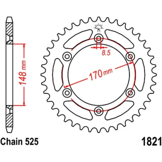 Rear sprocket 47 tooth pitch 525 JTR182147