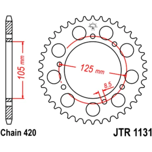 Rear sprocket 45 tooth pitch 420 black