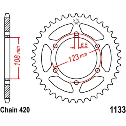 Rear sprocket 53 tooth pitch 420 JTR113353