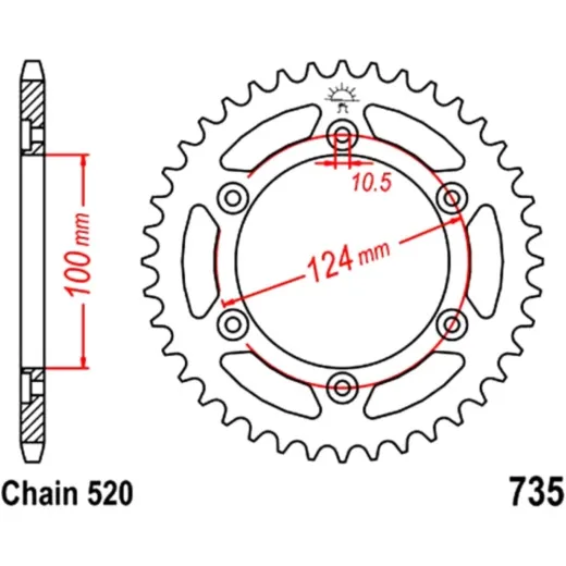 Rear sprocket 37 tooth pitch 520 JTR73537