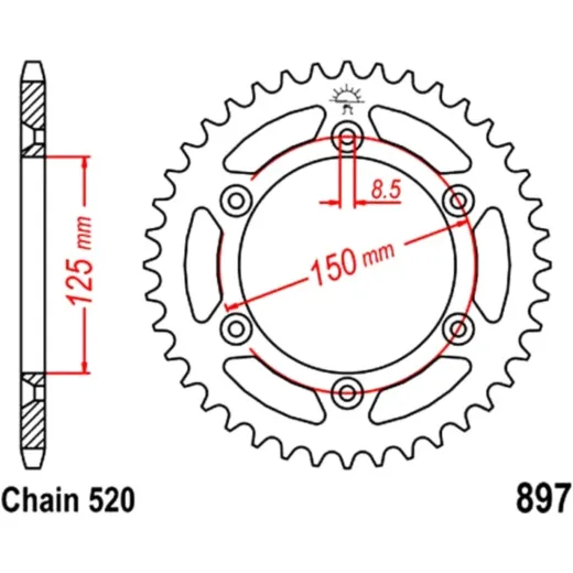 Rear sprocket 38 tooth pitch 520 JTR89738