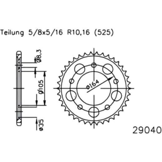 Rear sprocket 47 tooth pitch 525