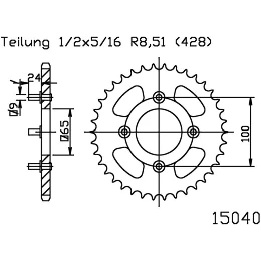 Rear sprocket 41 tooth 428 black