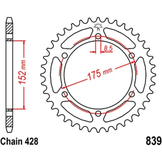 Rear sprocket 51tooth pitch 428 JTR83951