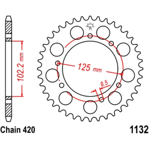 Rear sprocket 48 tooth pitch 420 JTR113248