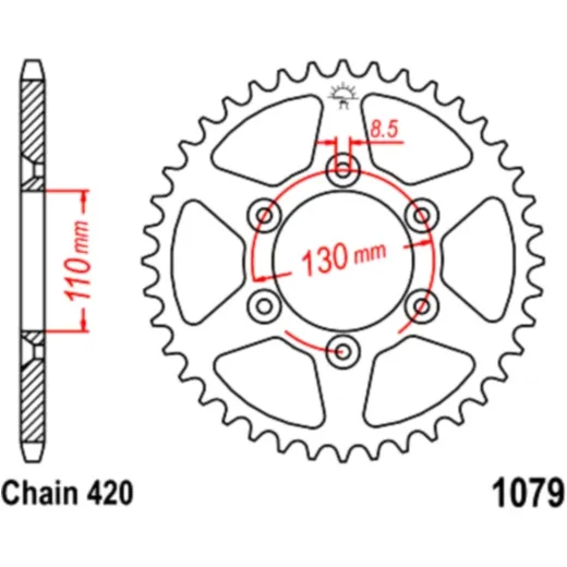 Rear sprocket 53 tooth pitch 420