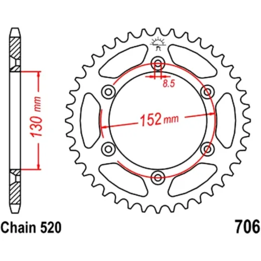 Rear sprocket 46 tooth pitch 520 JTR70646