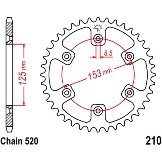 Rear sprocket 40 tooth pitch 520 JTR21040