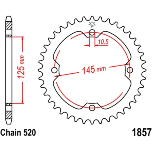 Rear sprocket 37 tooth pitch 520 JTR185737