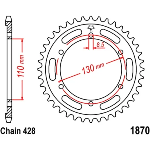 Rear sprocket 44 tooth pitch 428 JTR187044