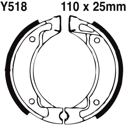 Brake shoes grooved inc springs ebc Y518G