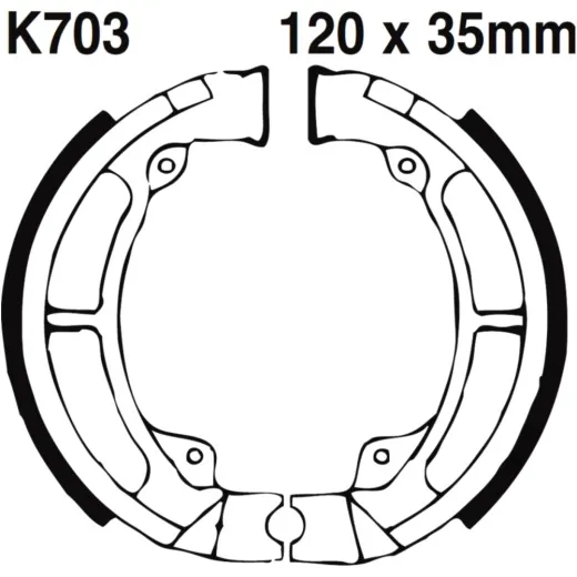 Brake shoes grooved inc springs ebc K703G