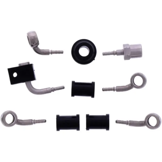 Bremsschlauch Stahlflex Kit Anschluss silber 3-teilig transparent