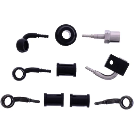 Bremsschlauch Stahlflex Kit Anschluss schwarz 3-teilig transparent
