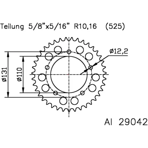 Rear sprocket aluminium 46 tooth 525 silver