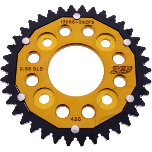 REAR SPROCKET DUAL 38 TOOTH PITCH 420 GOLD