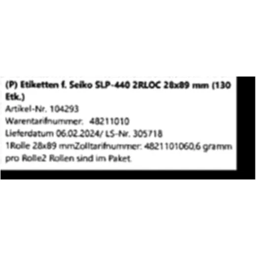 Etiketten 28X89MM 2 Rolle